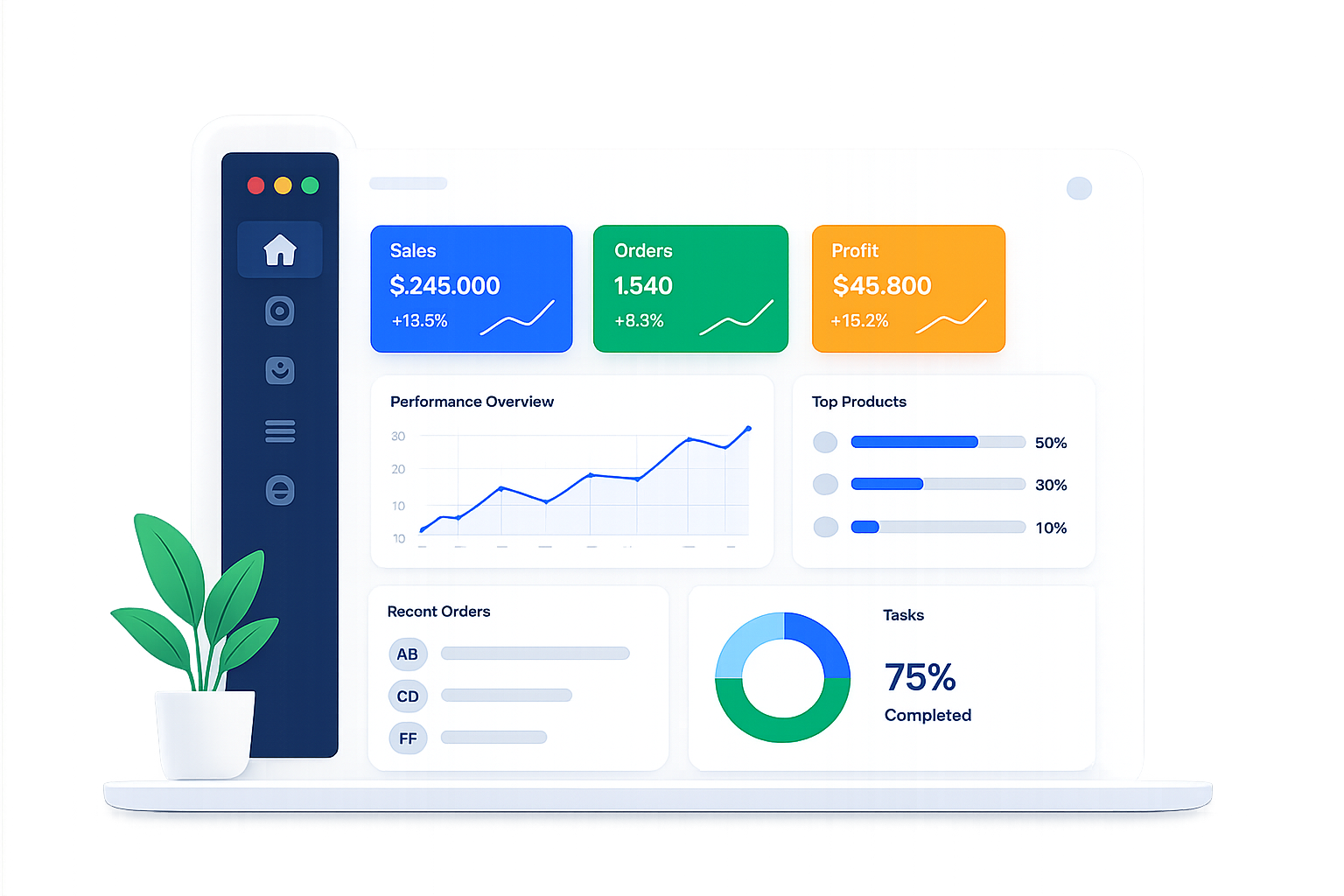 Precivian ERP dashboard illustration